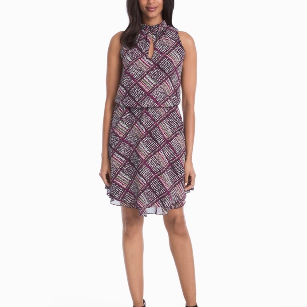 WHBM - PRINTED HIGH NECK BLOUSON DRESS Size: Small - worn once